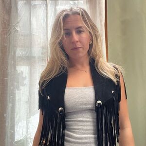 Chic Black Fringe Vest